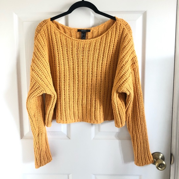 Forever 21 Sweaters - NEW Forever 21 Mustard Chunky Knit Cropped Sweater